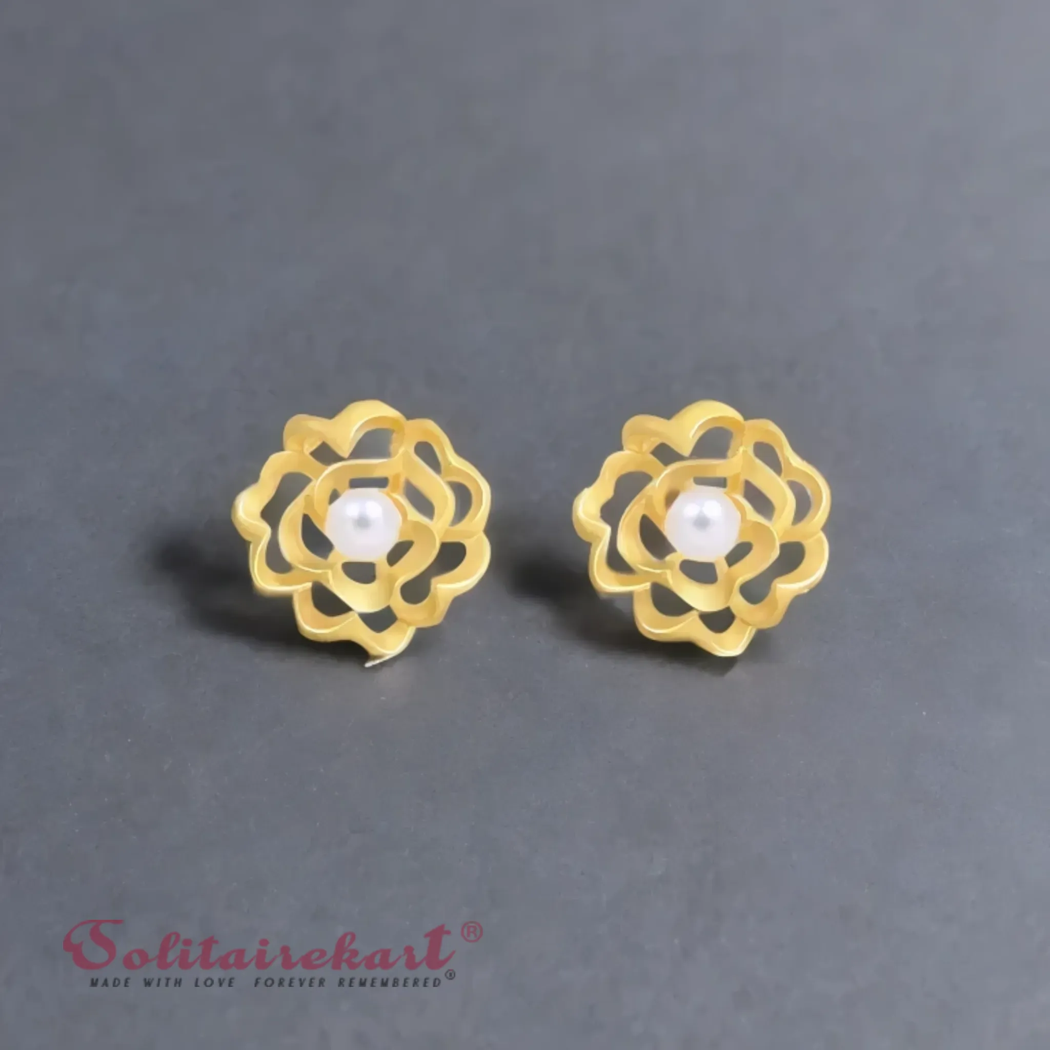 14K Gold 4.08g Floral Pearl Earrings